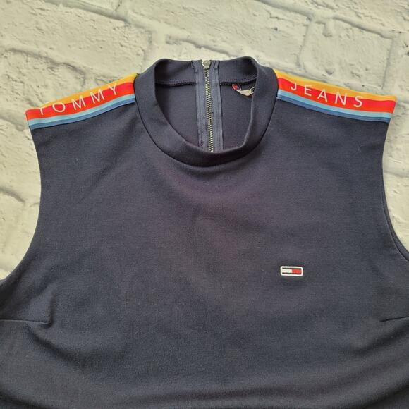 Tommy Jeans Navy Rainbow Trim Dress size Medium - Picture 6 of 12